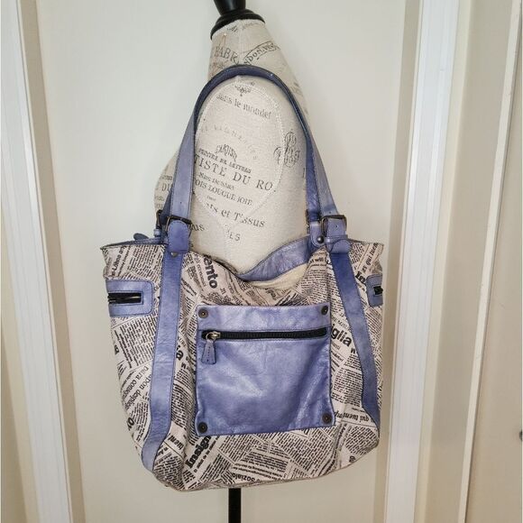 Large newsprint tote purse - Picture 1 of 6